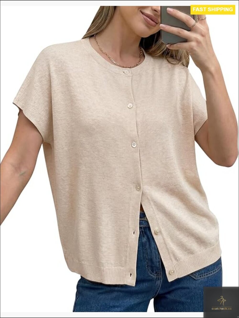 Oversized Wool Blend Short Sleeve Cardigan Lightweight Summer Sweater Open Front